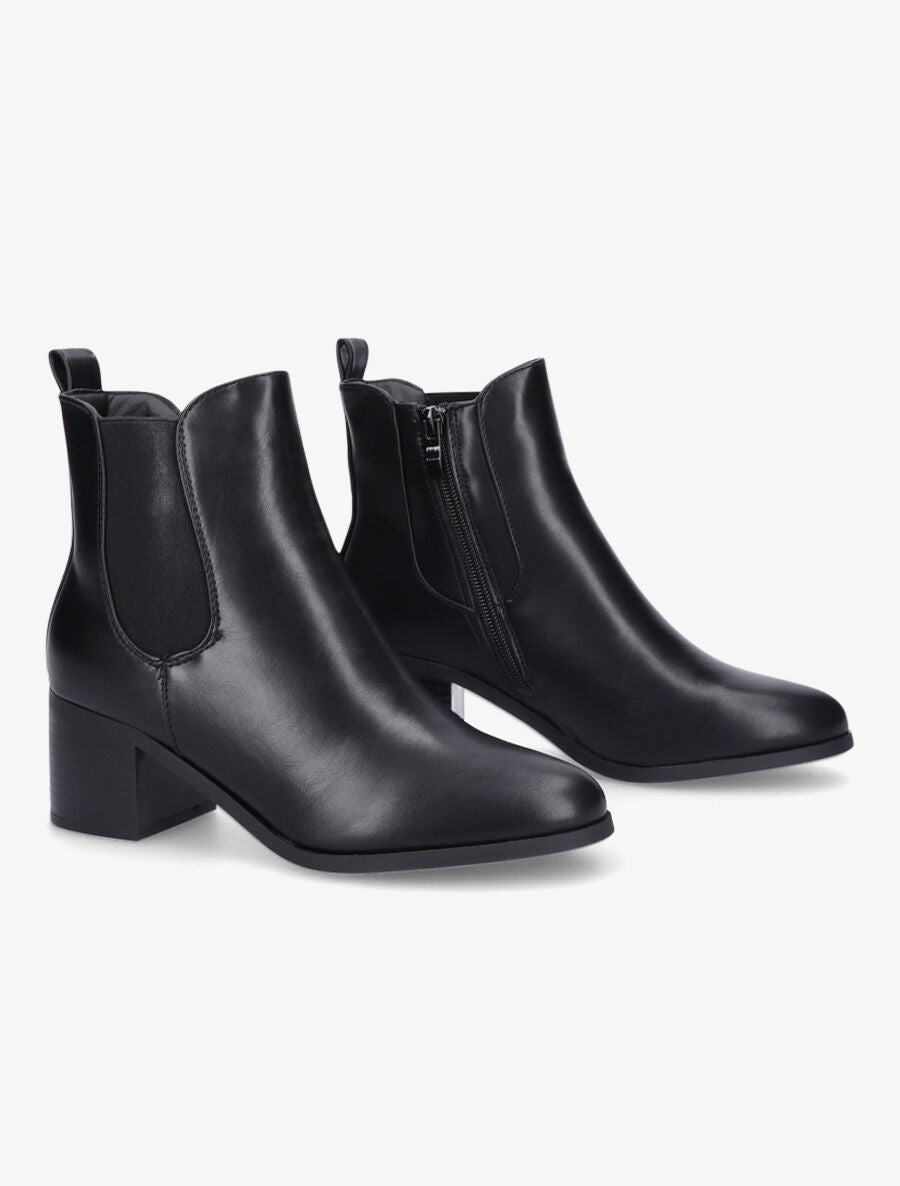 Bottines en simili à talon - Noir - 4