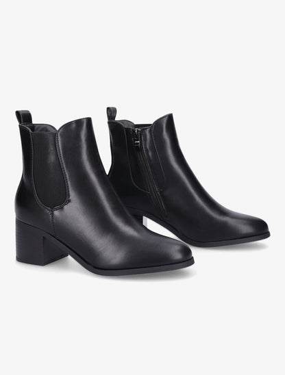 Bottines en simili à talon - Noir - 4