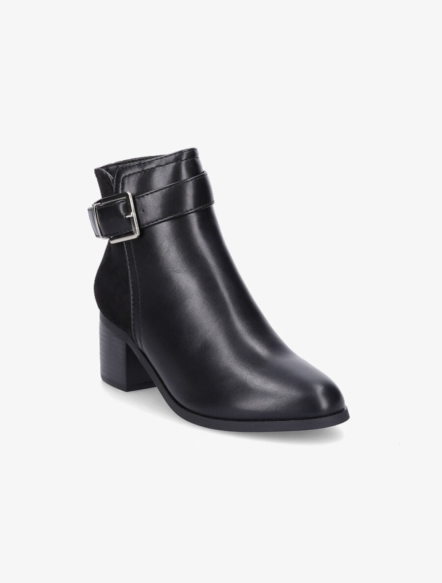 Bottines bimatière à bride - Noir - 2
