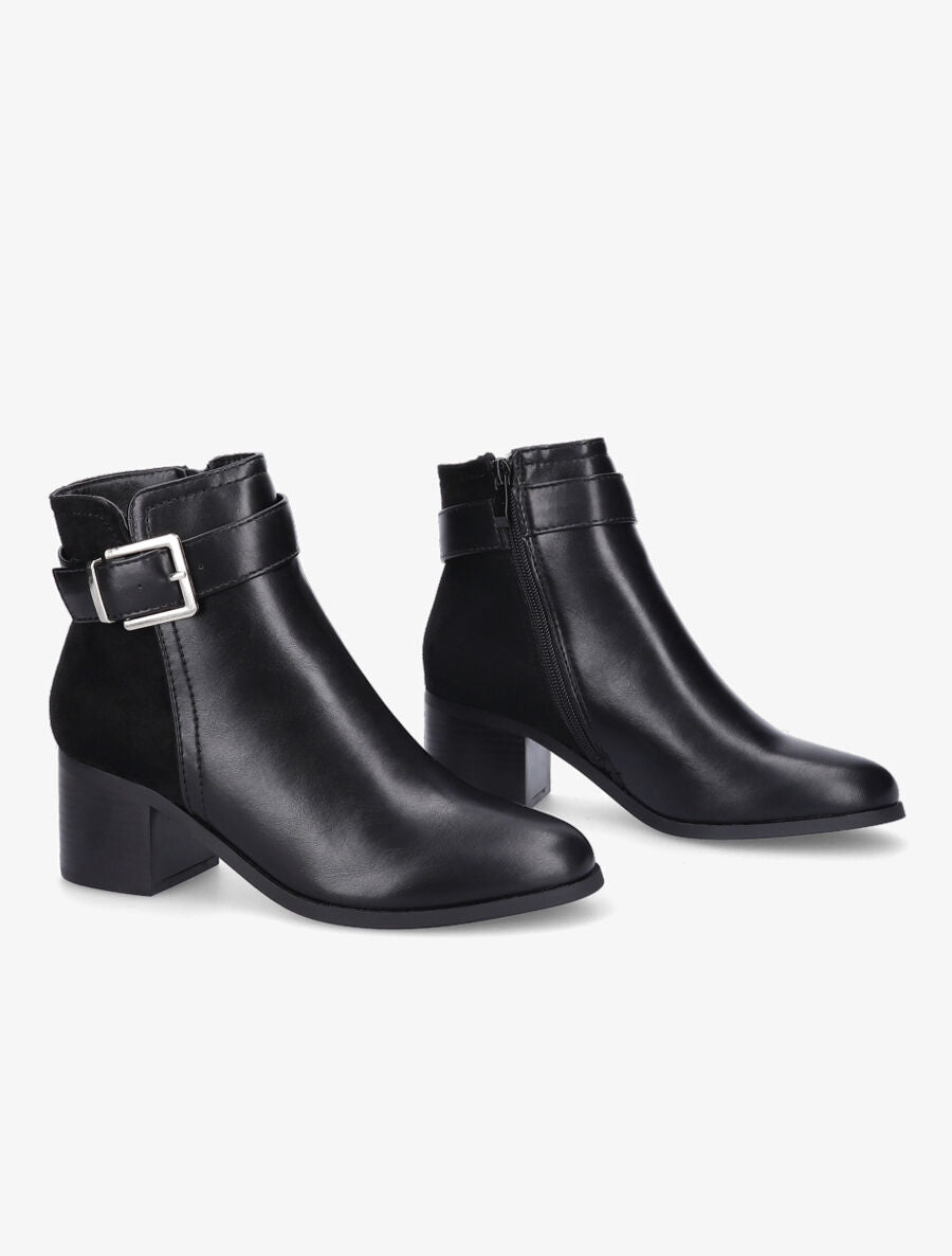 Bottines bimatière à bride - Noir - 4