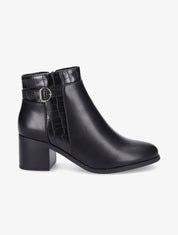 Bottines à bride effet croco - Noir - 1