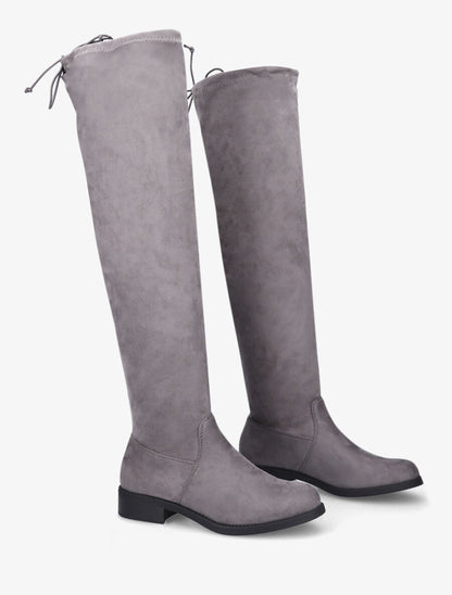 Cuissardes plates en suédine - Gris - 4