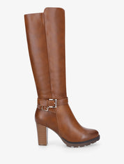 Bottes en simili à talon haut - Camel - 1