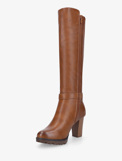 Bottes en simili à talon haut - Camel - 3