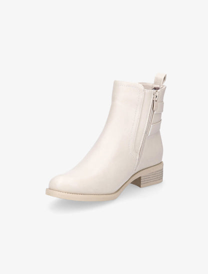 Boots sanglées à bride dorée - Beige - 3