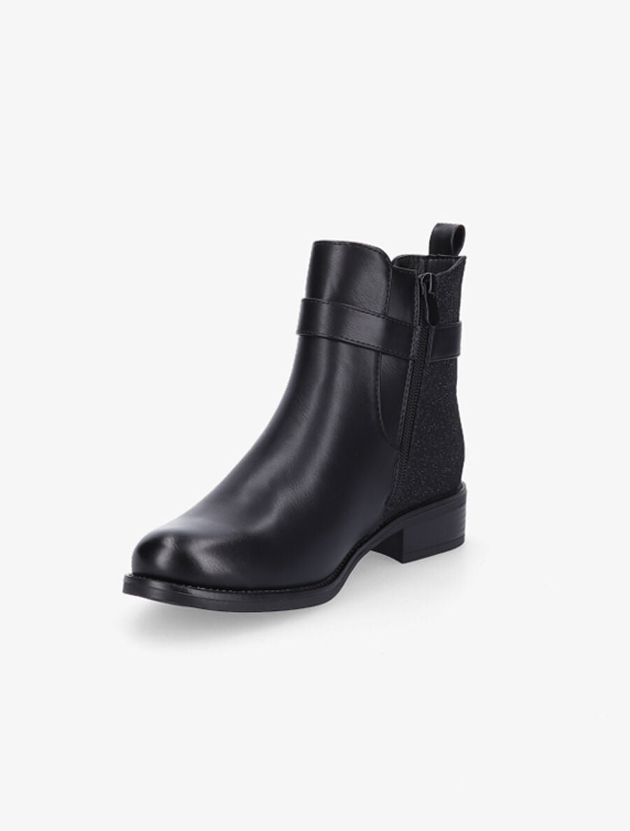 Bottines à contrefort irisé et sanglé - Noir - 3