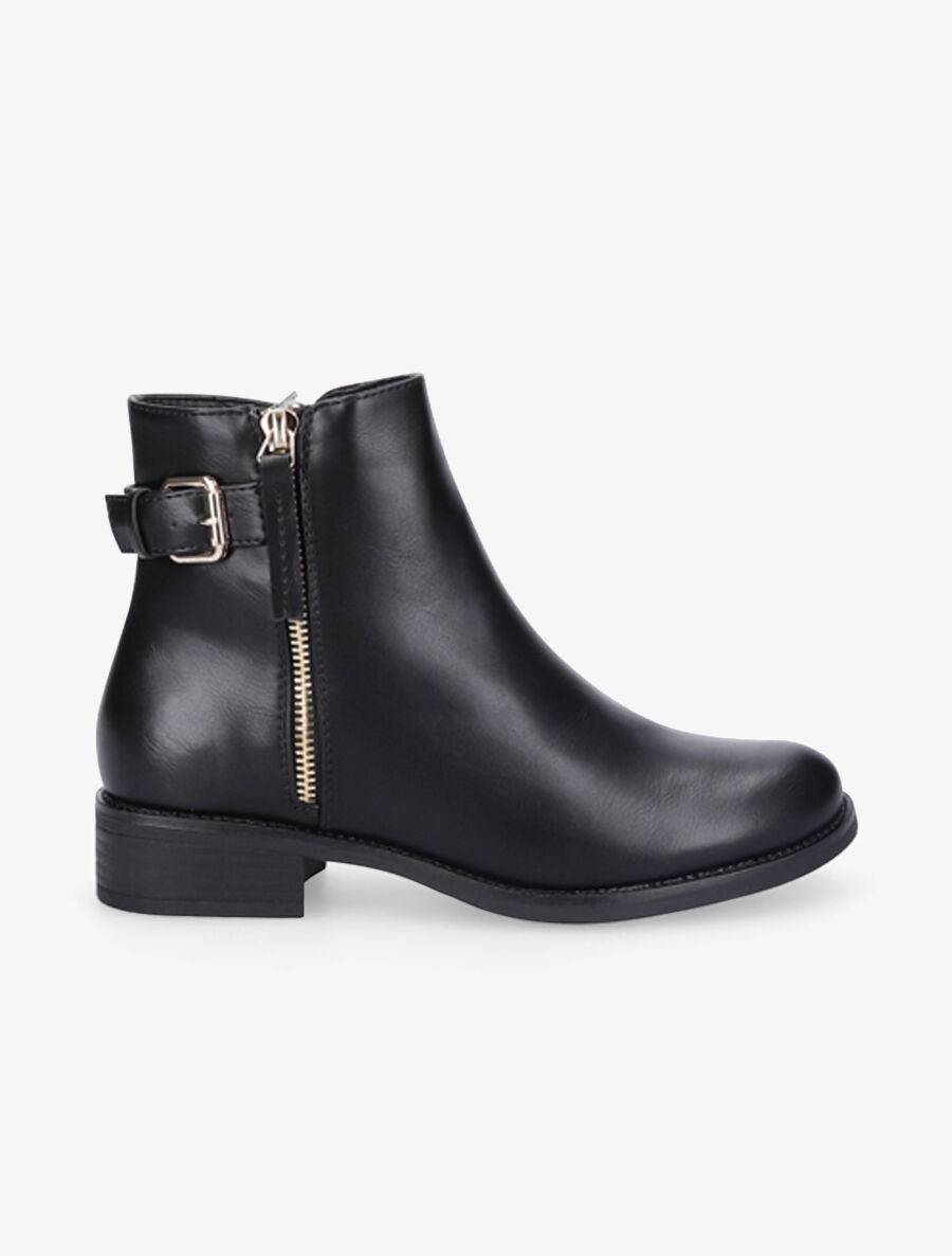 Boots à zip doré et bride décorative - Noir - 5