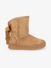Boots fourrées à chevilles à noeud - Camel - 5
