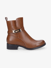 Bottines à sangles stylisées - Camel - 1
