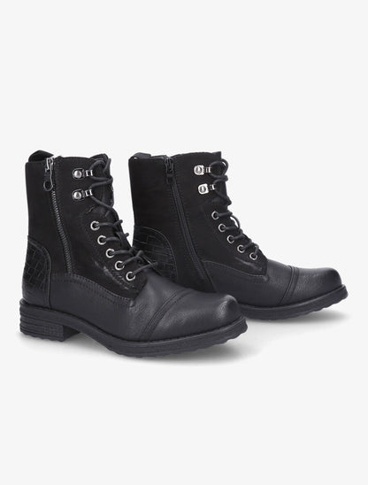 Bottines bi-matière et talon texturé - Noir - 4