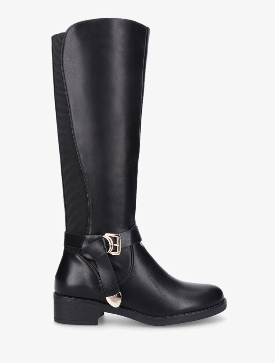 Bottes élastiquées à sangle nouée - Noir - 5