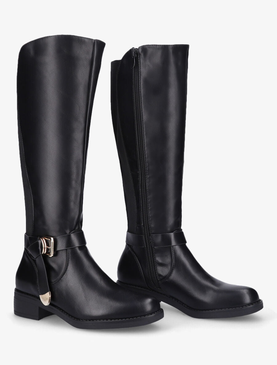 Bottes élastiquées à sangle nouée - Noir - 4