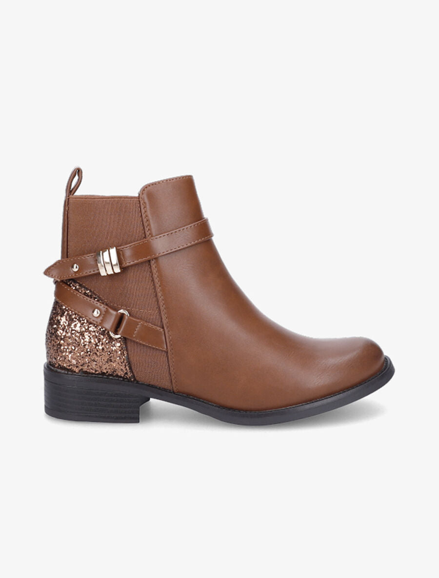 Bottines à contrefort pailleté - Camel - 5