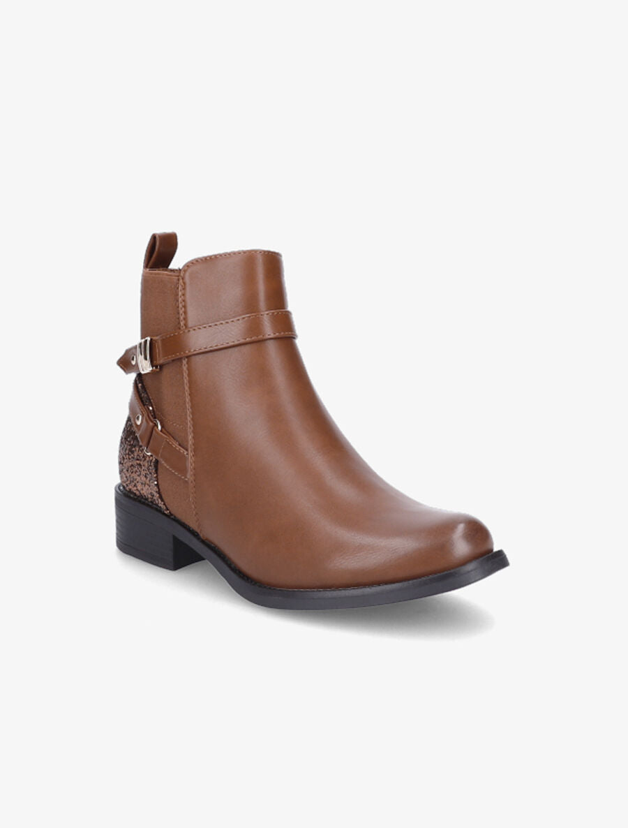 Bottines à contrefort pailleté - Camel - 2
