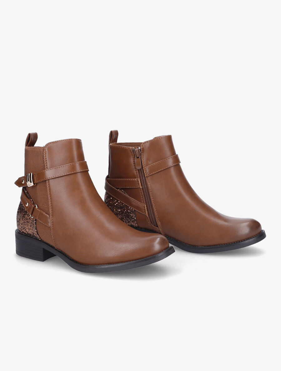 Bottines à contrefort pailleté - Camel - 4