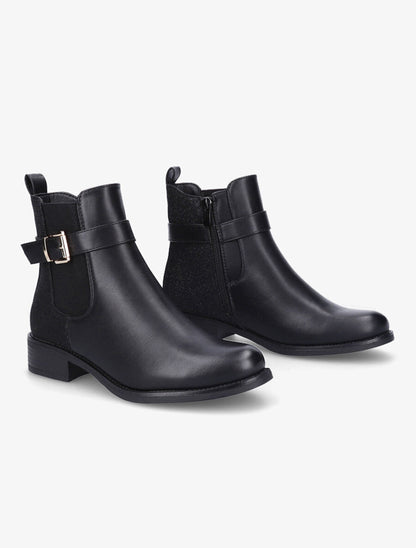 Bottines en simili à contrefort pailleté - Noir - 4