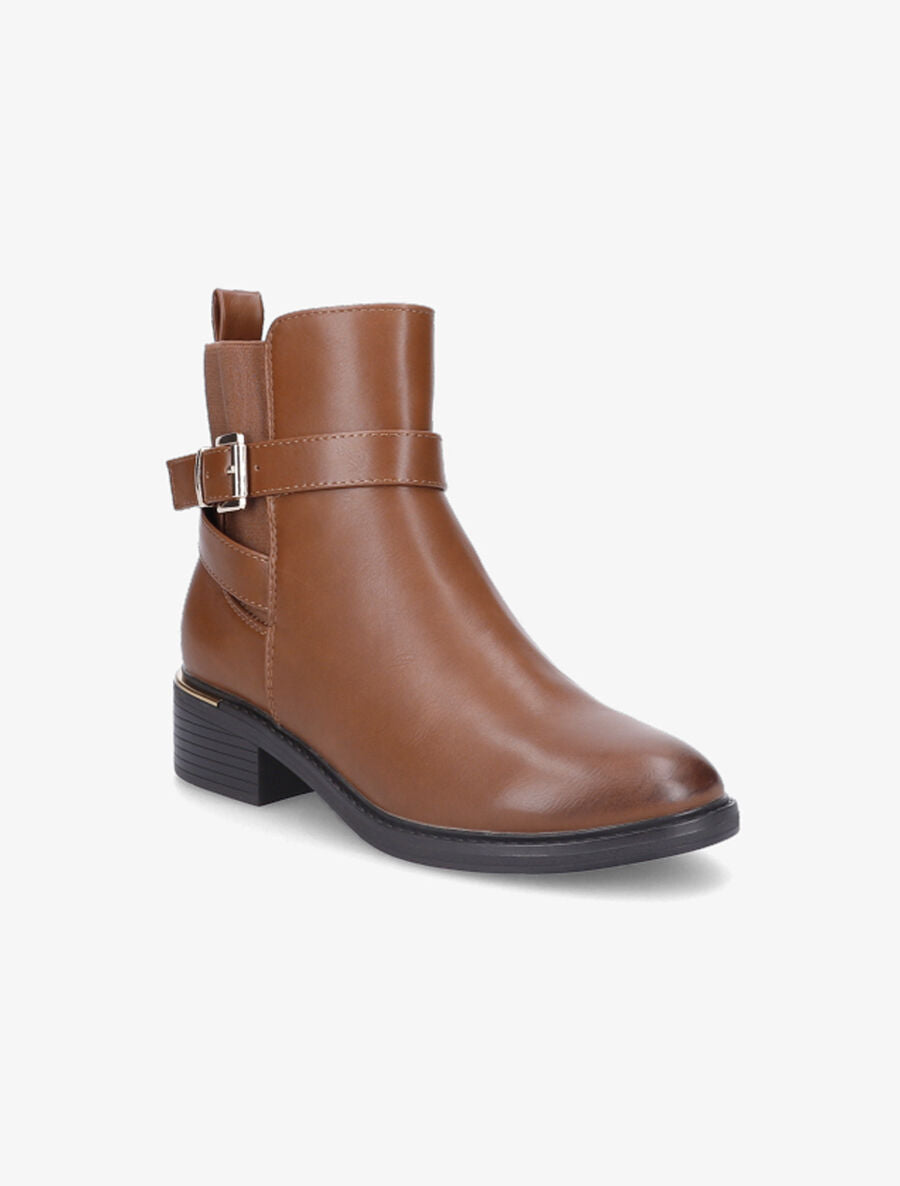 Bottines à contrefort à empiècement métal - Camel - 2