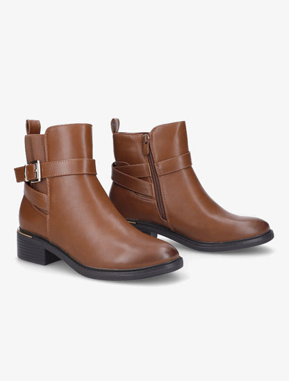 Bottines à contrefort à empiècement métal - Camel - 4