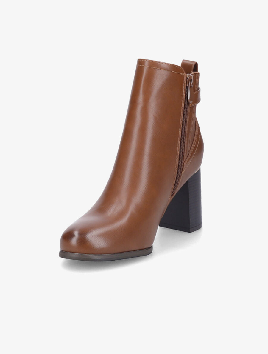 Bottines à talon et boucle - Camel - 3