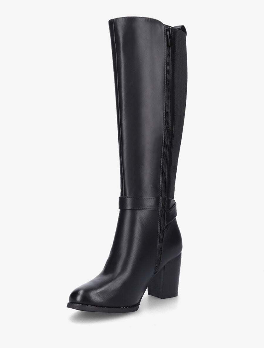 Bottes élastiquées à talon et boucle - Noir - 3