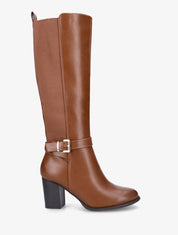 Bottes élastiquées à talon et boucle - Camel - 5