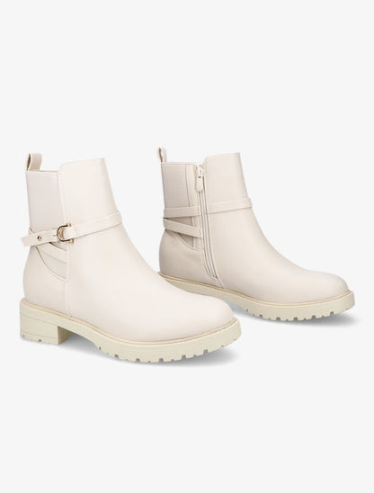 Bottines élastiquées à boucle - Beige - 4