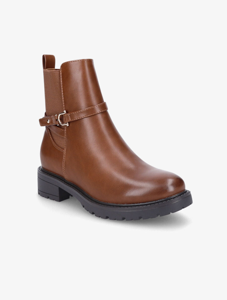 Bottines élastiquées à boucle - Camel - 2