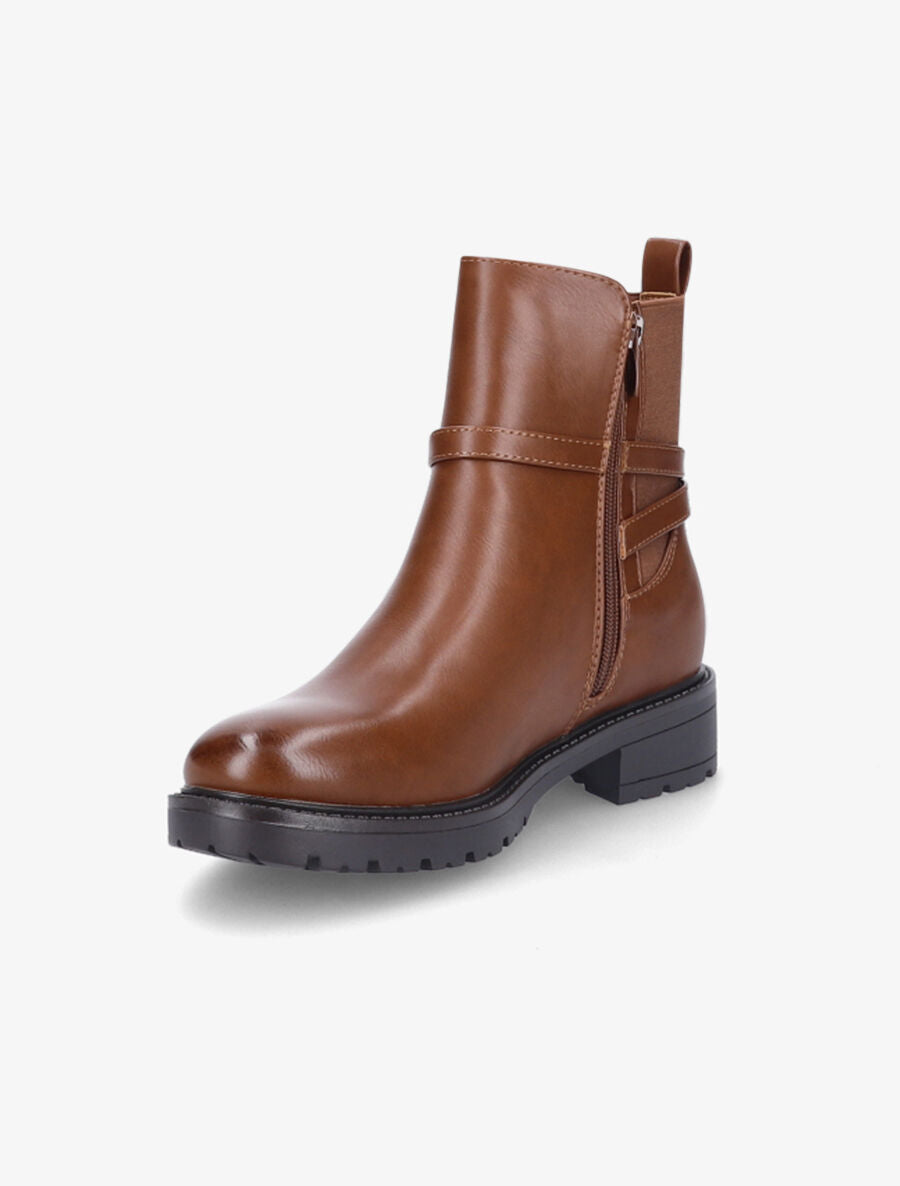 Bottines élastiquées à boucle - Camel - 3