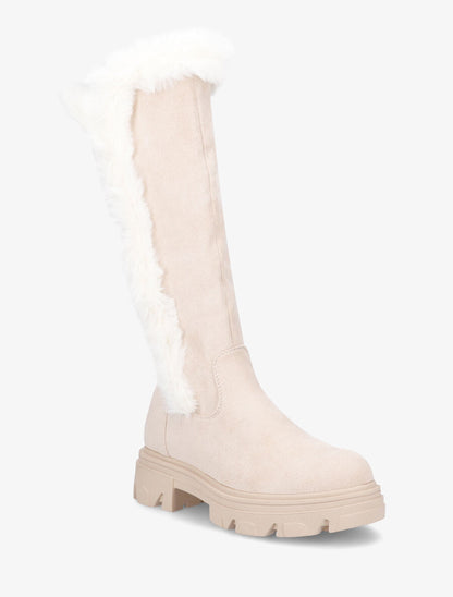 Bottes en suédine et fausse fourrure - Beige - 2