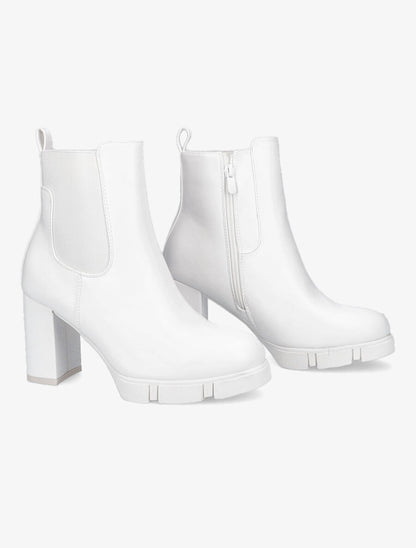 Bottines élastiquées à talon et plateforme - Blanc - 4