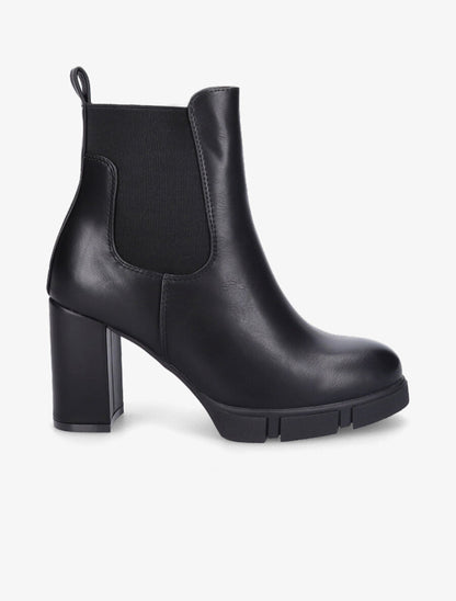 Bottines élastiquées à talon et plateforme - Noir - 1