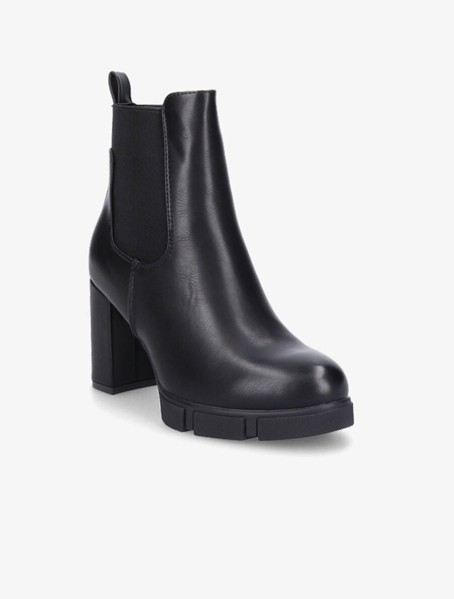 Bottines élastiquées à talon et plateforme - Noir - 2
