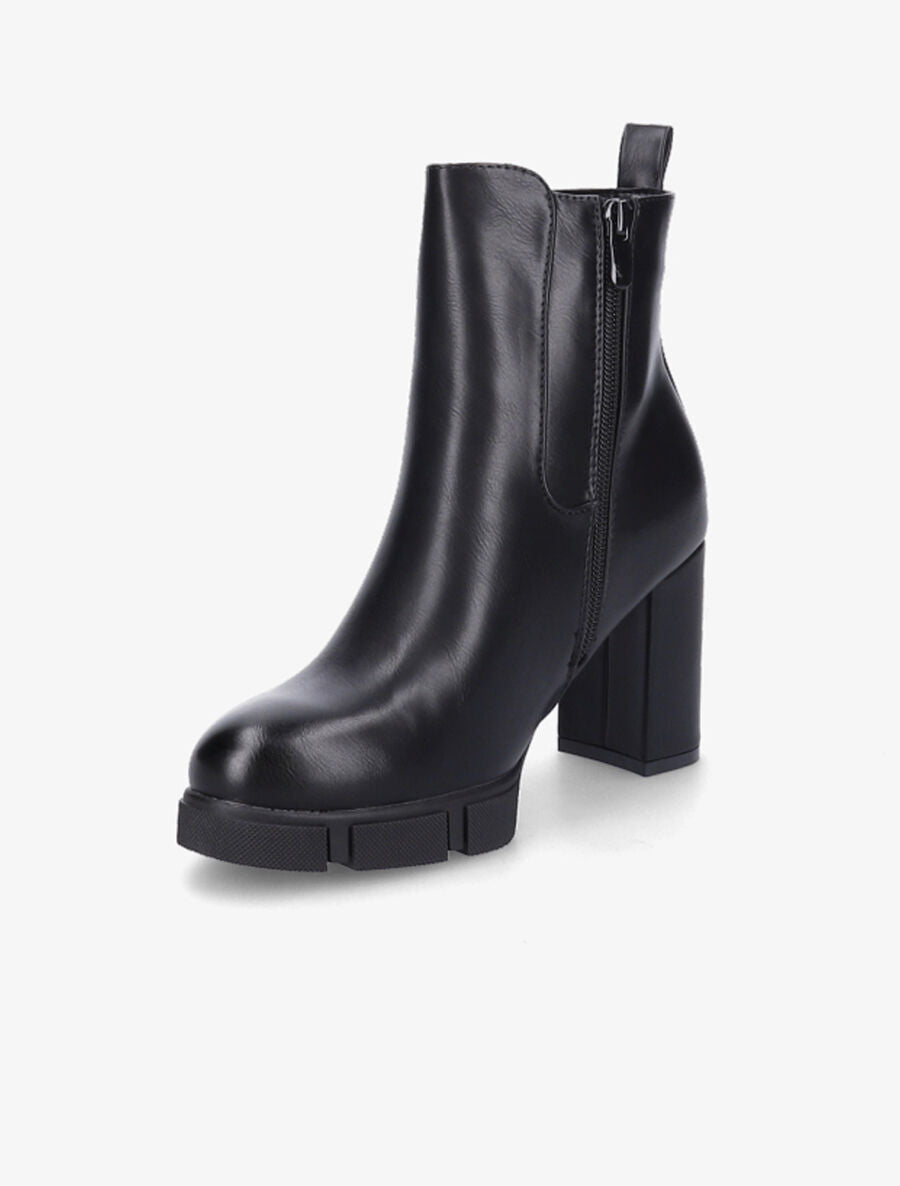 Bottines élastiquées à talon et plateforme - Noir - 3