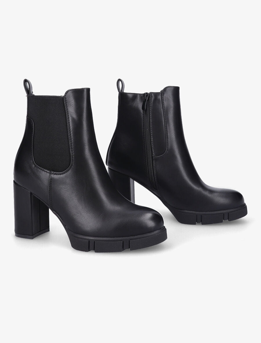 Bottines élastiquées à talon et plateforme - Noir - 4