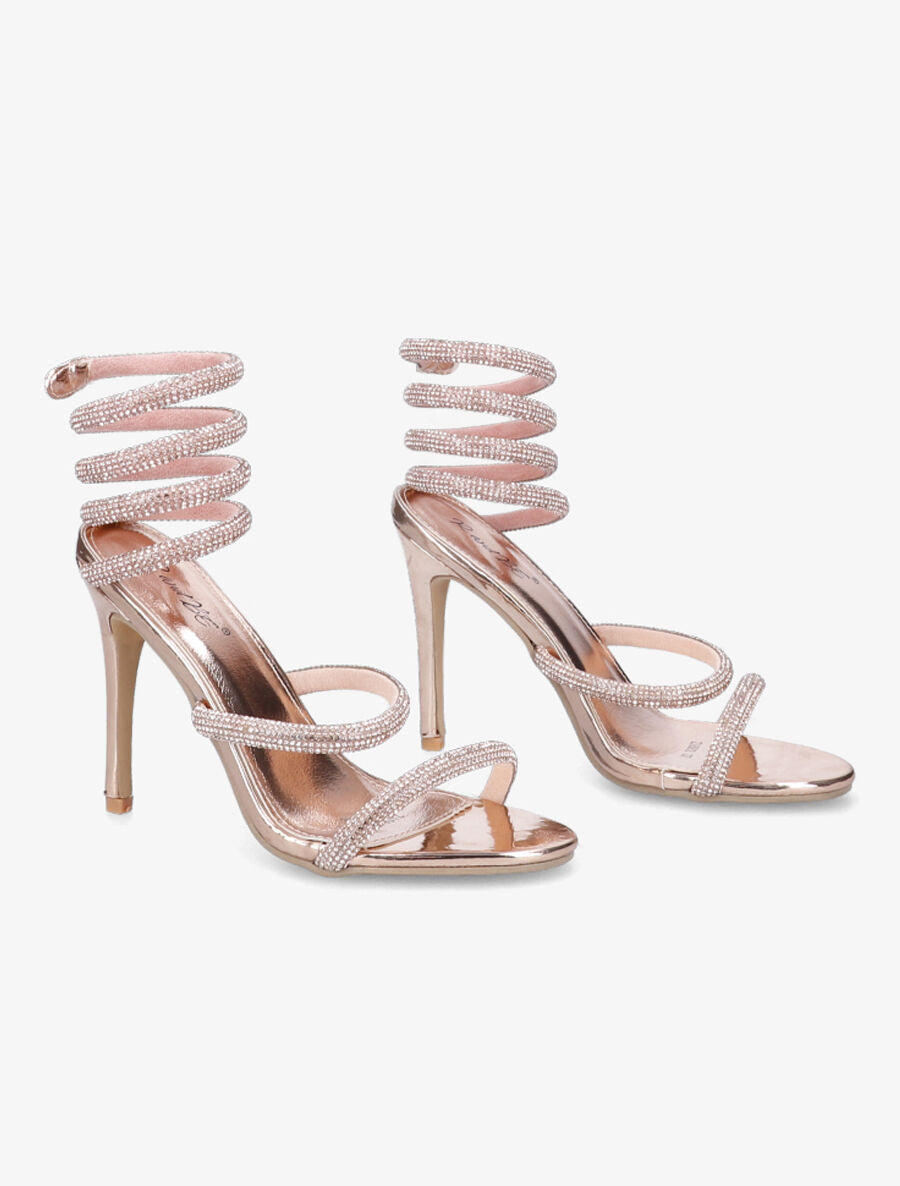 Sandales à talons aiguilles et strass - Rose gold - 4
