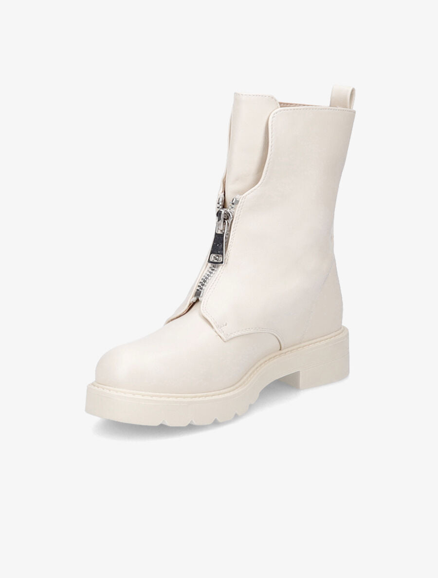 Bottines à zip en simili - Beige - 3