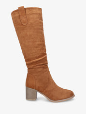 Bottes fourrées en suédine effet plissé - Camel - 5