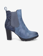 Bottines à talon et paillettes - Bleu - 5