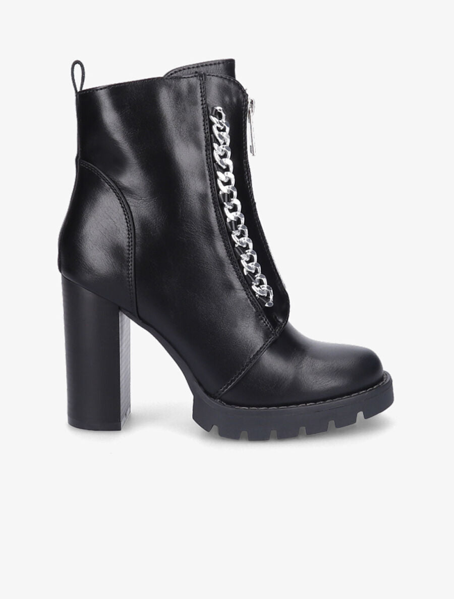 Bottines à talon et chaînes - Noir - 1