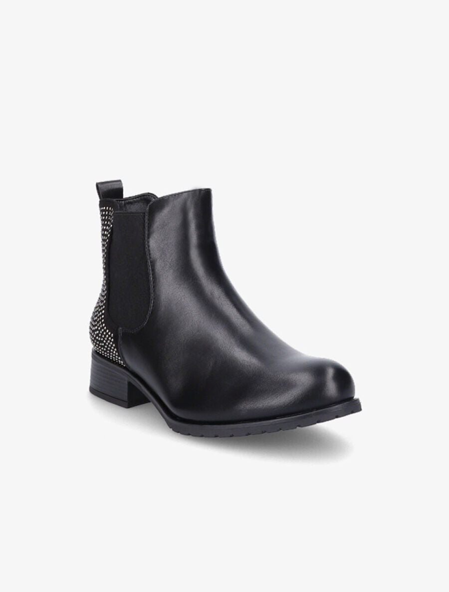 Chelsea boots en simili à contrefort à strass - Noir - 2