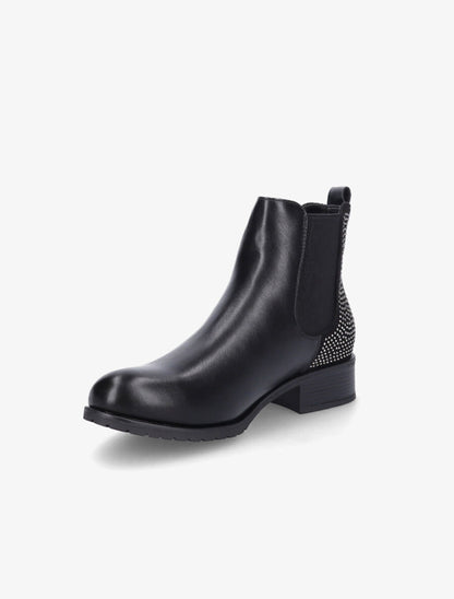 Chelsea boots en simili à contrefort à strass - Noir - 3