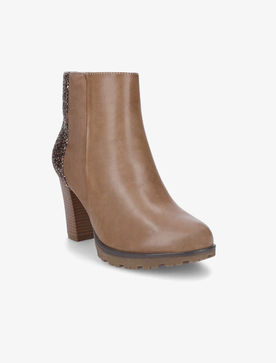 Bottines bi-matière à sequins - Taupe - 2