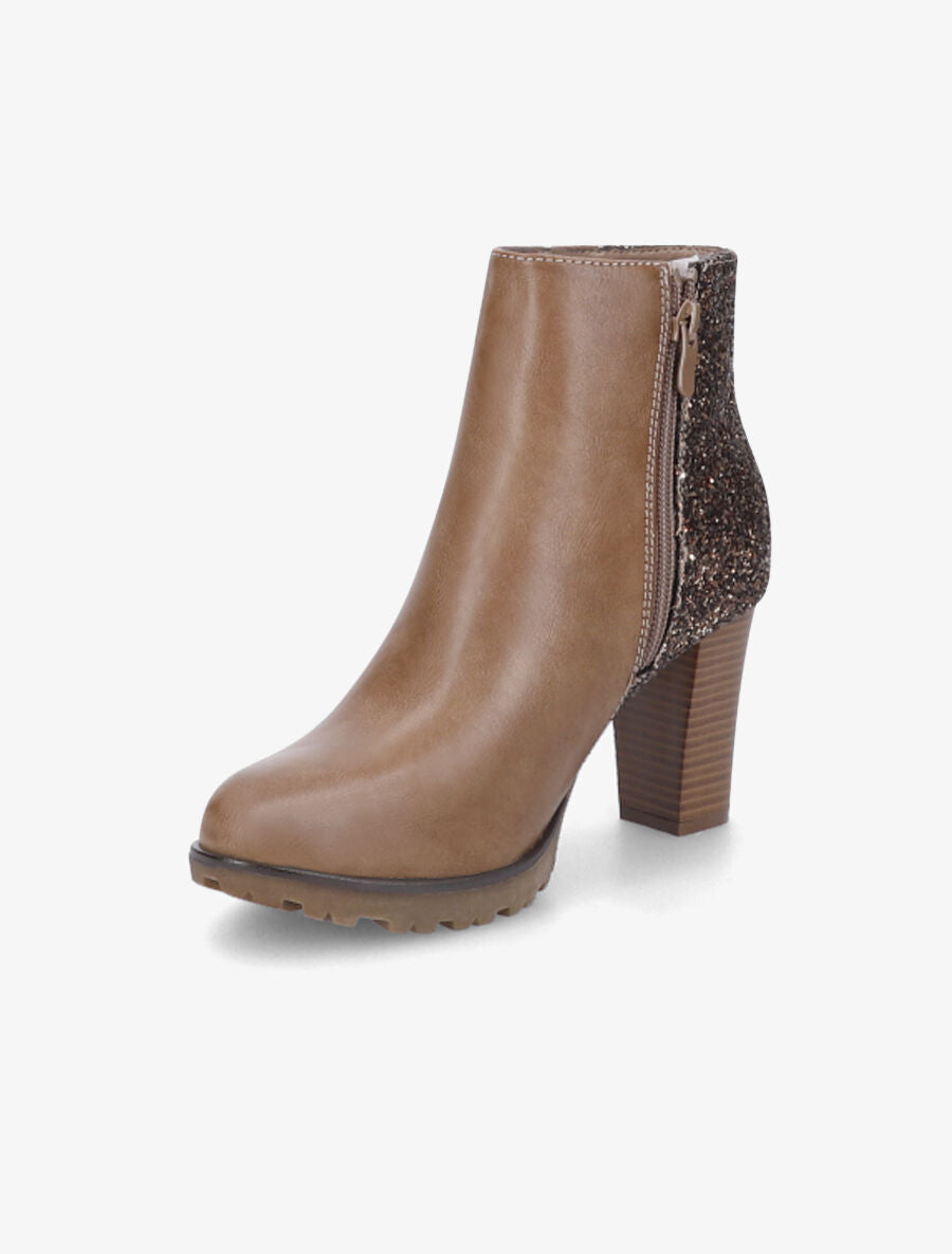 Bottines bi-matière à sequins - Taupe - 3