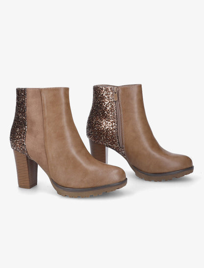 Bottines bi-matière à sequins - Taupe - 4