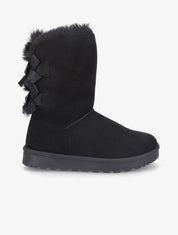 Boots en suédine à noeud - Noir - 1
