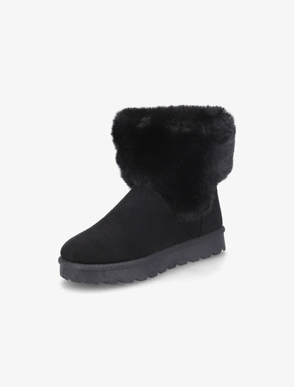 Boots en suédine à fourrure et boucle - Noir - 3