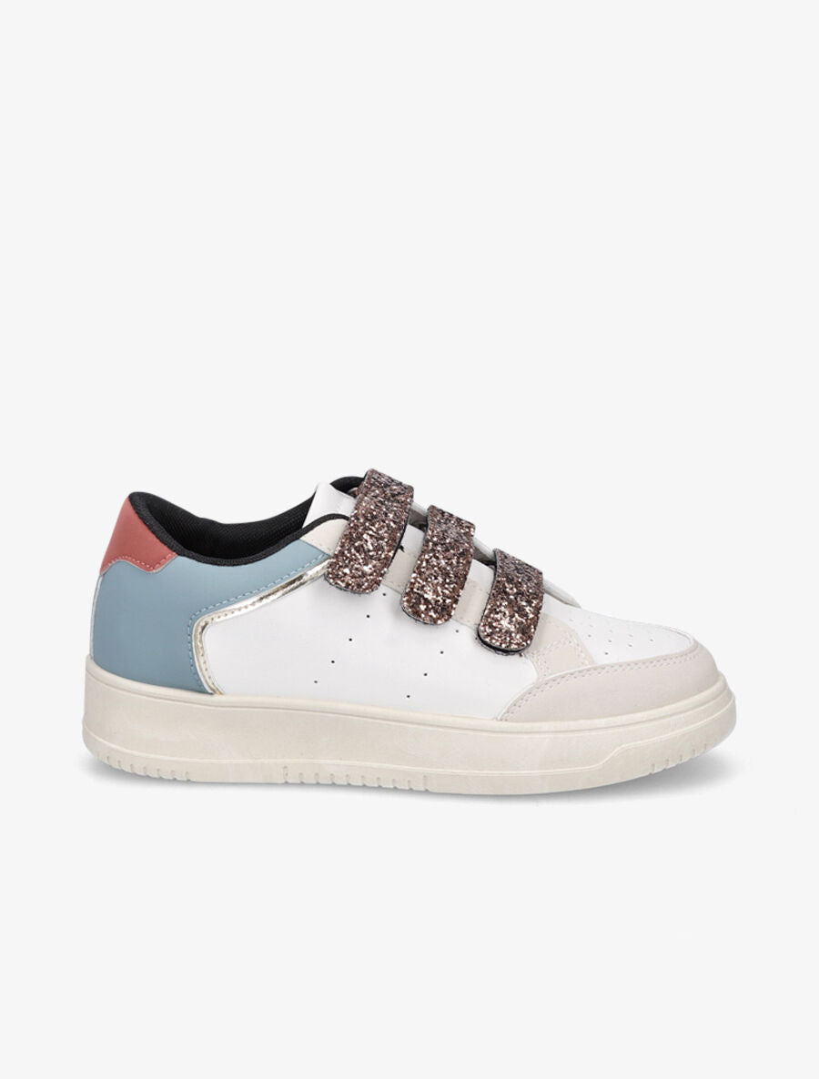 Baskets à scratch et paillettes - Bleu/blanc - 1