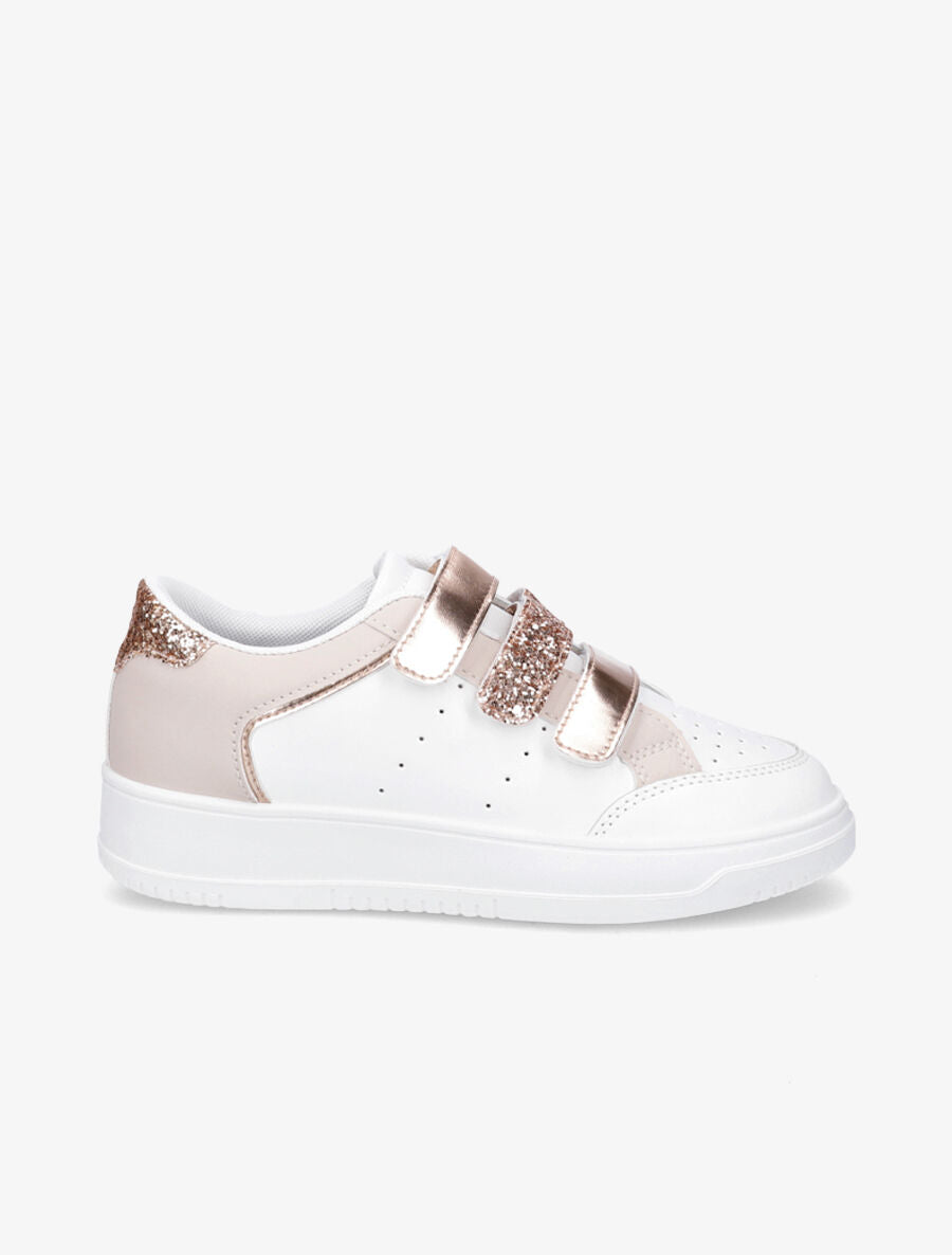 Baskets à scratch et paillettes - Beige/blanc - 5