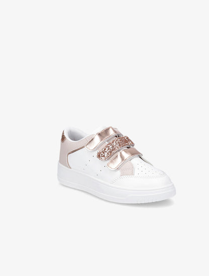 Baskets à scratch et paillettes - Beige/blanc - 2
