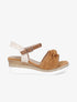 Sandales à noeud et talon compensé tressé - Camel - 5